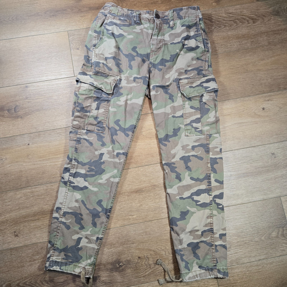 American Eagle Cargo Pants Mens 30x27 Camo Slim Lived In Military Grunge Outdoor